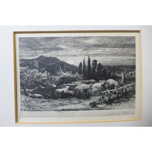 12a - Samual Palmer (1805 - 1881), The Rising Moon, etching, 14.5 x 20.5cms, framed