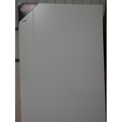 3255 - An internal plywood door (2040mm x 726mm x 40mm) and three white primed internal doors (1982mm x 840... 