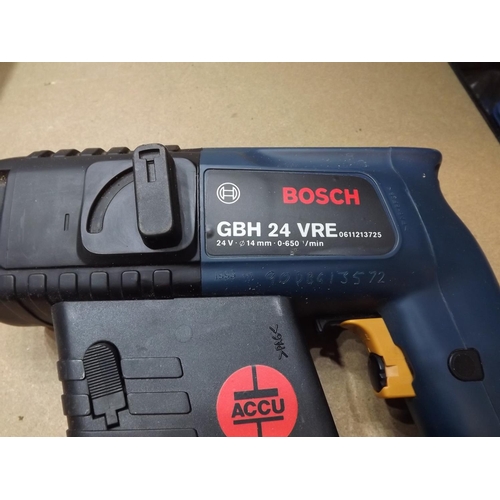 2014 - Bosch GBM24VRE 24v hammer drill with 2 batteries & charger - W