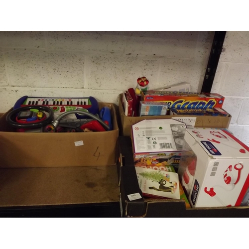 2084 - 4 Boxes of assorted games & toys