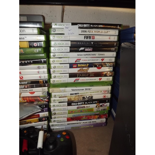 2122 - XBox 360 with 2 controllers, XBox Connect and  approx 44 assorted games - W