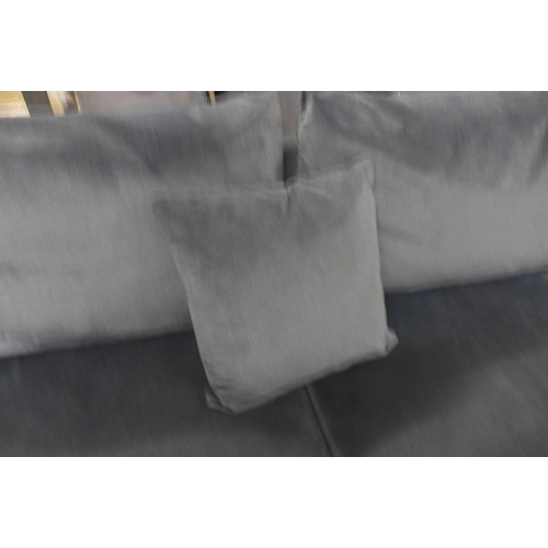 1303 - A steel blue upholstered corner sofa (Ex display)