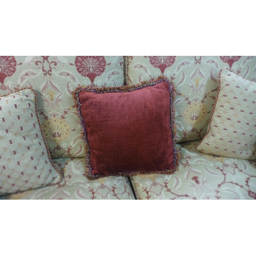 1317 - A red and gold fabric upholstered two piece suite