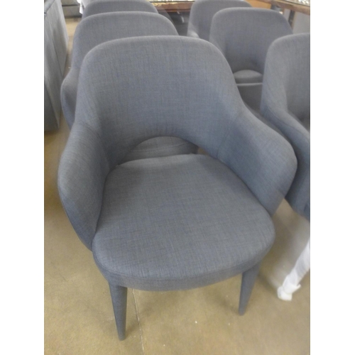 1402 - A set of six dark grey upholstered tub chairs