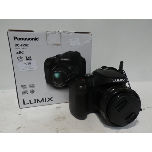 3026 - Panasonic Bridge Camera (DC-FZ82EB-K), RRP £199.99 + VAT (222-173) * This lot is subject to VAT