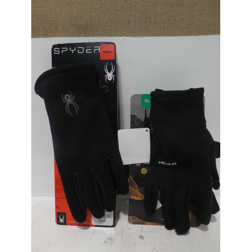 3033 - Head Running Gloves and Spyder Leather Gloves (222-101, 113) * This lot is subject to VAT