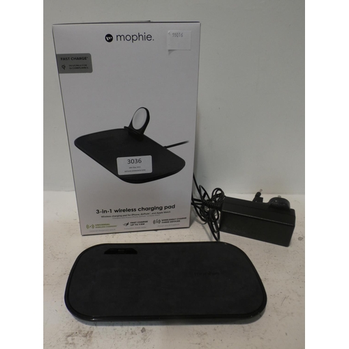 3036 - Mophie Wireless 3-in-1 Black Charging Pad (222-260) * This lot is subject to VAT