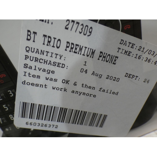 3042 - BT Trio Premium Phone With Answering Machine (222-466) * This lot is subject to VAT