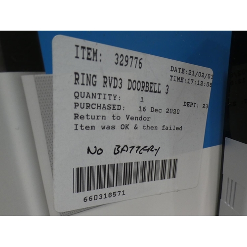 3048 - Ring RVD3 Doorbell 3 With Chime Video, RRP £129.99 + VAT     (222-59) * This lot is subject to VAT