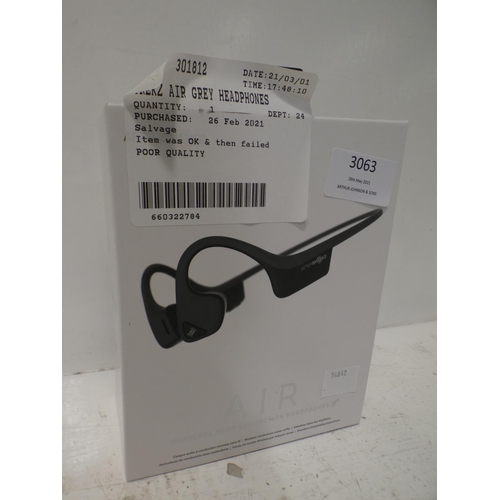 3063 - Trekz Air Bone Conduction Grey Headphones (222-140) * This lot is subject to VAT