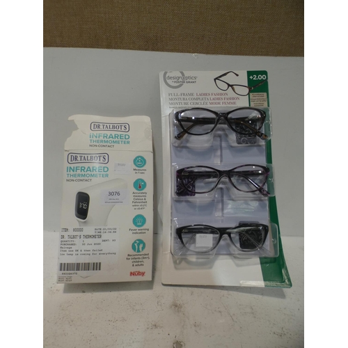 3076 - FGX Lady's Reading Glasses and Dr. Talbot's Non-Contact Thermometer (222-506, 507) * This lot is sub... 