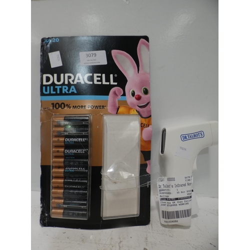 3079 - Duracell AA Ultra Batteries and Dr. Talbot's Non-Contact Thermometer (222-292, 310) * This lot is su... 