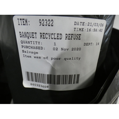 3097 - Banquet Recycled Refuse Sacks (222-233) and 12 cans Butchers dog food  * This lot is subject to VAT