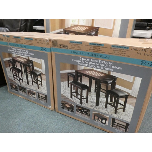 3163 - Five Piece Solid Wood Square Table Top Game, RRP £219.99 + VAT (222-178) and 4 matching chairs/stool... 