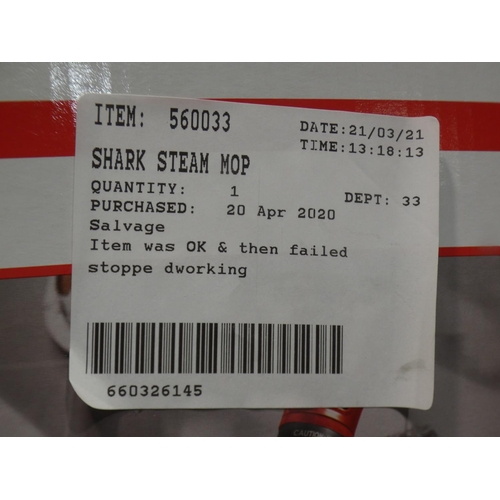 3202 - Shark Steam Mop (model:- S6003UKCO), RRP £109.99 + VAT     (222-475) * This lot is subject to VAT