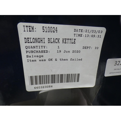 3227 - Delonghi Avvolta Class Black Kettle (222-211) * This lot is subject to VAT