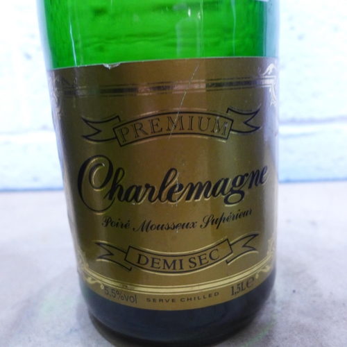 2098 - Bottle of Jacquart champagne, bottle Charlemagne (sparkling) 1.5ltr plus bottle Glenfiddich (1ltr) S... 