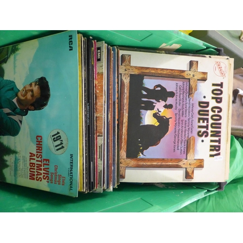 2161 - Box containing approx. 100 LPs inc. Elvis Presley, The Osmonds, Johnny Cash, etc.