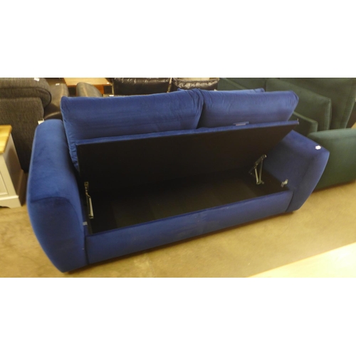 1413 - A blue velvet Snug sofa with storage (GF088) RRP £1299*This lot is subject to VAT