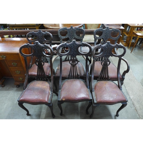 204 - A set of six Victorian carved mahogany chairs