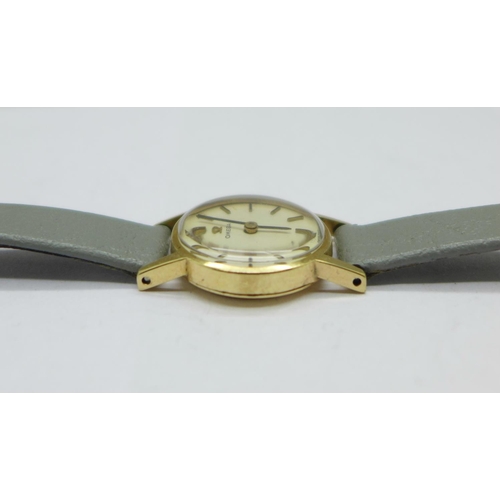 1006 - A lady's Omega gold plated mechanical wristwatch