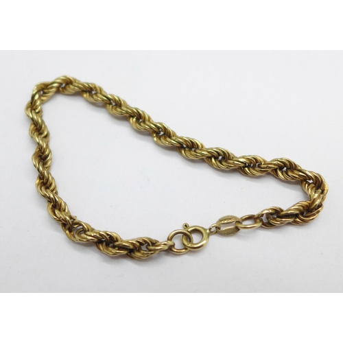 1024 - A 9ct gold rope chain bracelet, 3.7g