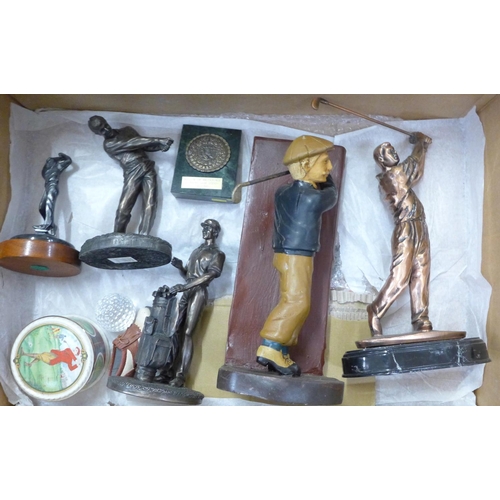 1066 - Golfing interest, statues, lidded pot, mannequin, etc. **PLEASE NOTE THIS LOT IS NOT ELIGIBLE FOR PO... 