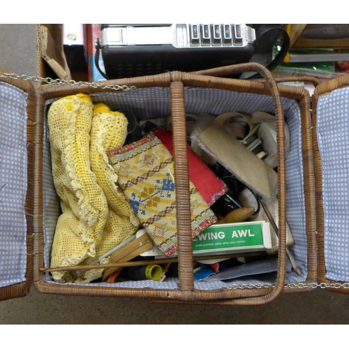 1109 - Radios, TV, equestrian rosettes, china and glass (four boxes) **PLEASE NOTE THIS LOT IS NOT ELIGIBLE... 