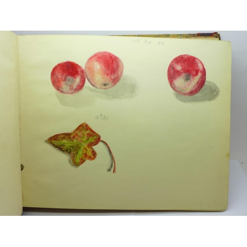 612 - A 1920's sketchbook of watercolour and pencil drawings