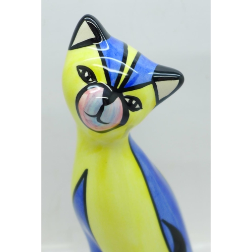 633 - Lorna Bailey Pottery, 'Andy the Cat', 18cm, signed on the base