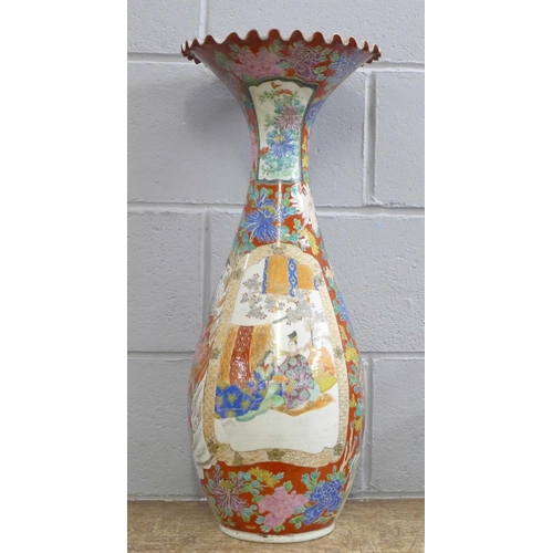 379 - A large Chinese famille rose vase, 68cms h, a/f (rim repaired)