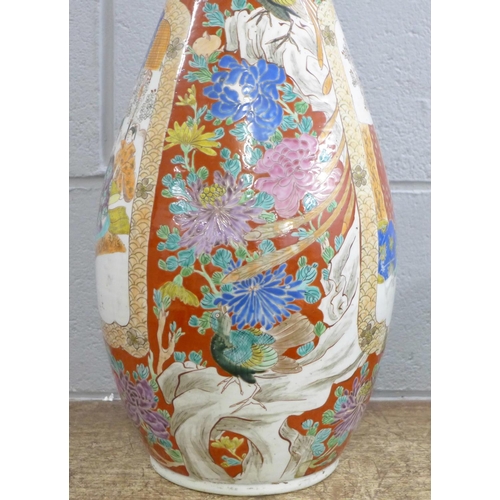 379 - A large Chinese famille rose vase, 68cms h, a/f (rim repaired)