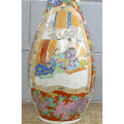 379 - A large Chinese famille rose vase, 68cms h, a/f (rim repaired)