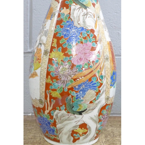 379 - A large Chinese famille rose vase, 68cms h, a/f (rim repaired)