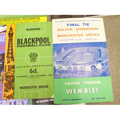 690 - Football programmes; Manchester United home and away programmes from the 1950's onwards, including 1... 