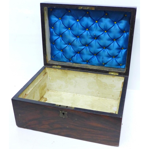 706 - A mid 19th Century walnut veneered sewing box, lacking liner