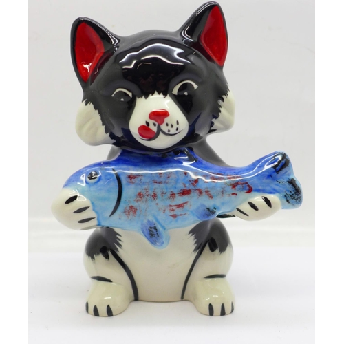 770 - Lorna Bailey Pottery, 'Pikey the Cat', 13cm, signed on the base