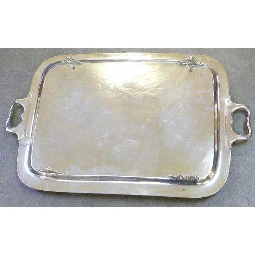 787 - A large silver plated two handled tray, 64cm