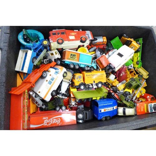 790 - A large box of mixed die-cast model vehicles, Dinky, Corgi, Matchbox and Polistil