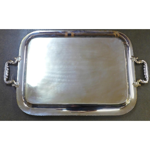 791 - A large silver plated two handled tray, 61cm