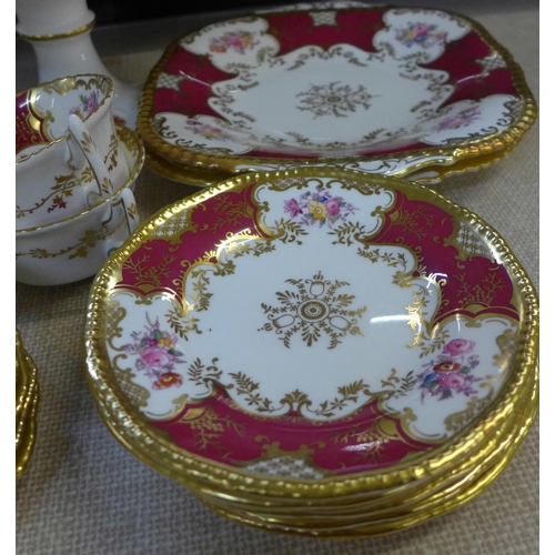 794C - A Coalport six setting part tea set with two sandwich plates and a Coalport Hong Kong tazza