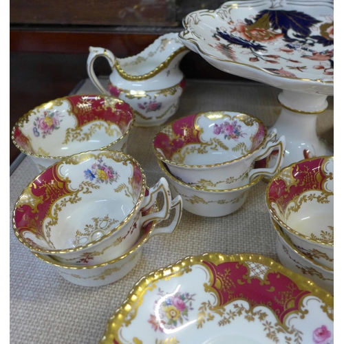 794C - A Coalport six setting part tea set with two sandwich plates and a Coalport Hong Kong tazza