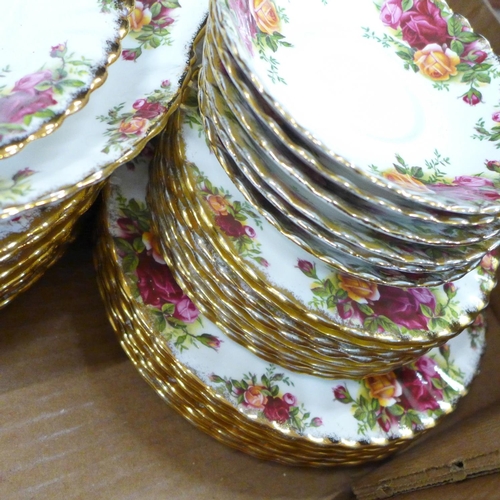 794I - A Royal Albert Old Country Roses six setting tea and dinner service including a three-tier cake stan... 