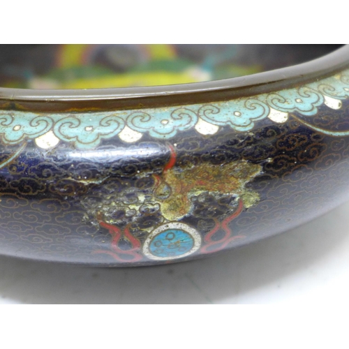 795 - A cloisonne bowl and jardiniere, both a/f