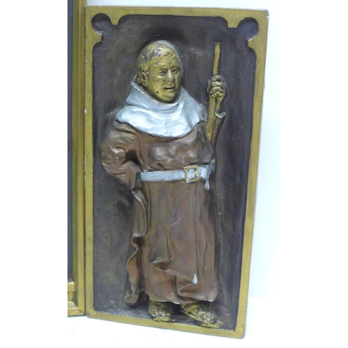 797 - Two Marcus Designs plaques, Agincourt 1415, King Henry and a smaller plaque of a Friar