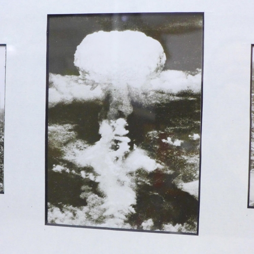 800 - A picture montage of the dropping of the atomic bomb on Hiroshima and the aftermath scenes of devast... 