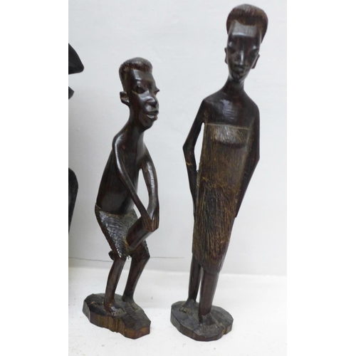 803 - Four African wooden carved figures