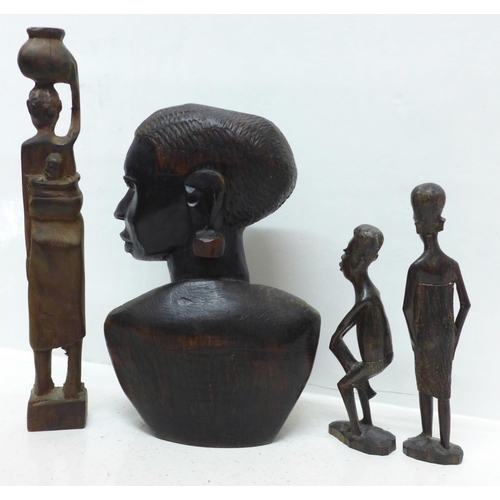 803 - Four African wooden carved figures