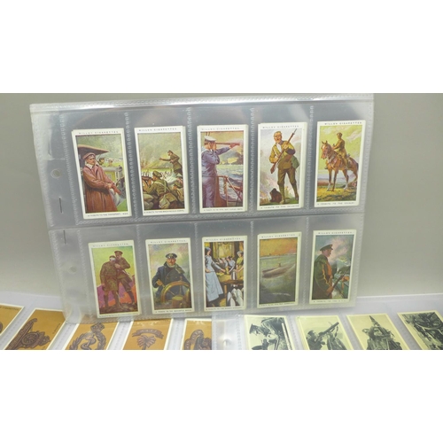 832 - Five complete sets of cigarette cards; Britain's Part in the War, Military Uniforms of the British E... 