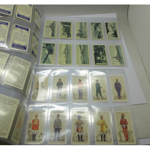 832 - Five complete sets of cigarette cards; Britain's Part in the War, Military Uniforms of the British E... 